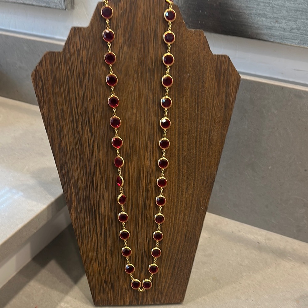 Elegant Swarovski Gold and Red Necklace